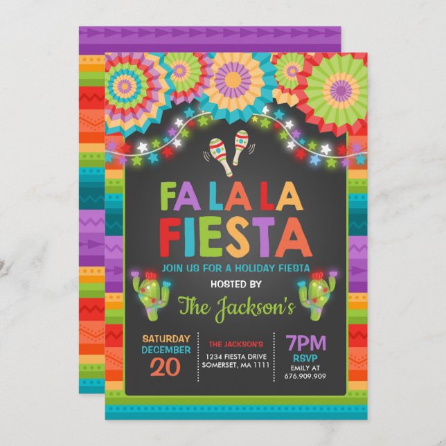 Holiday Fiesta Party Invitation Fa La La Fiesta (Front/Back)
