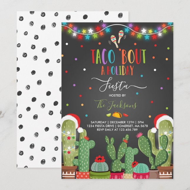 Holiday Fiesta Party Invitation Taco 'Bout A Party (Front/Back)