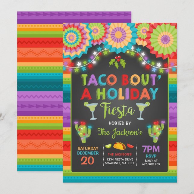Holiday Fiesta Party Invitation Taco Bout' A Party (Front/Back)