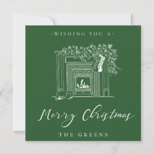 Holiday Fireplace Christmas Card