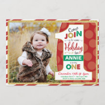 Holiday First Birthday Invitation, Christmas