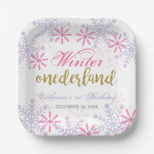 Holiday First Birthday Winter Onederland Custom Paper Plate