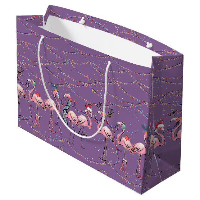 Holiday Flamingos Tropical Holiday Gift Bag (Back Angled)