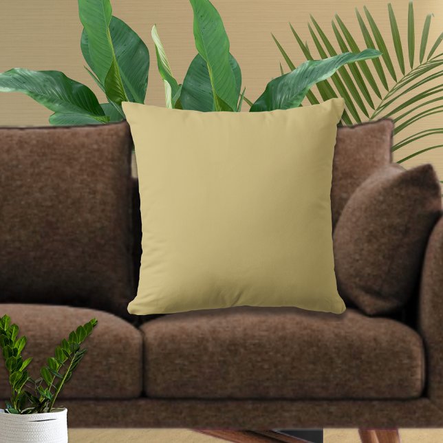 Holiday Flat Gold Tan Modern Solid Basic Throw Pillow (Creator Uploaded)