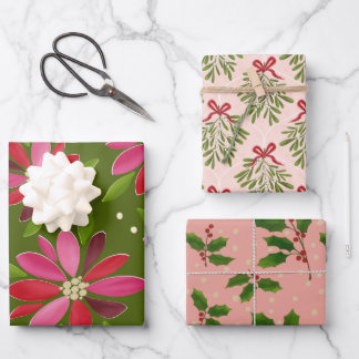 Holiday flora gift wrap
