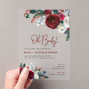 Holiday Floral Baby Shower by Mail Acrylic Invitations