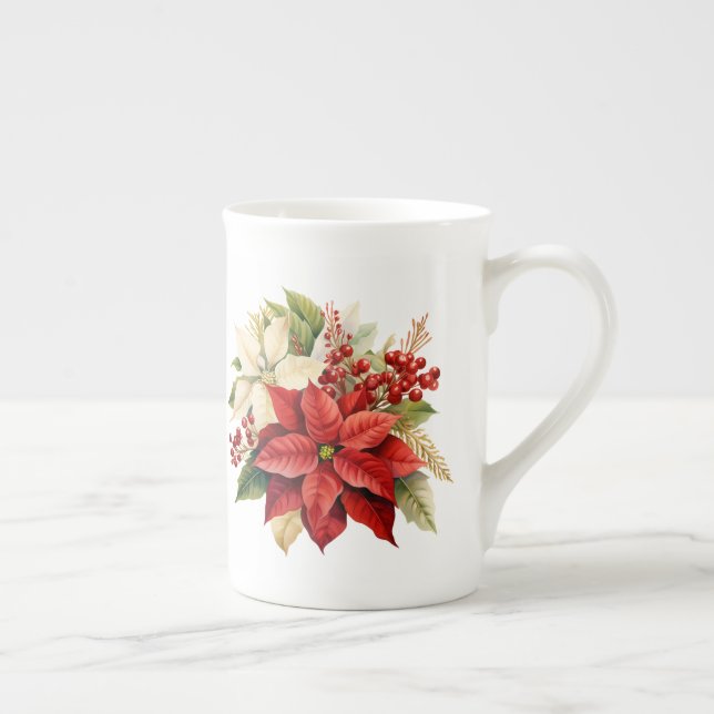 Holiday Floral  Bone China Mug (Right)