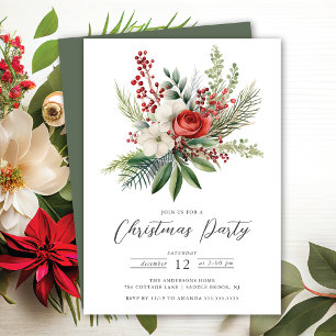Holiday Floral Christmas Party Invitation