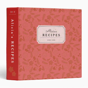 Holiday Floral Pattern Red Recipe Binder Book
