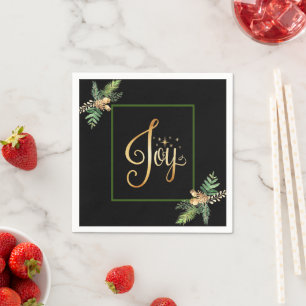 Holiday Floral Pines “Joy” Napkin