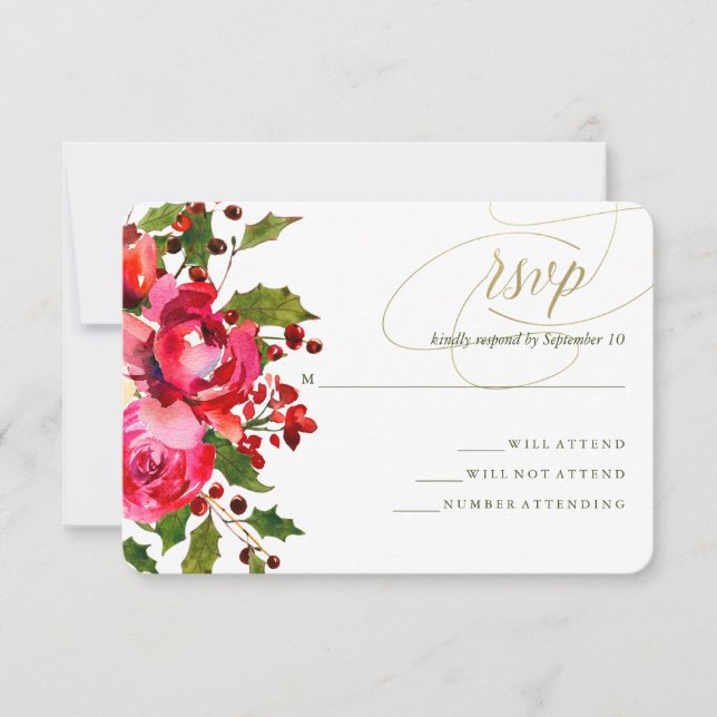 Holiday Floral Wedding RSVP (Front)
