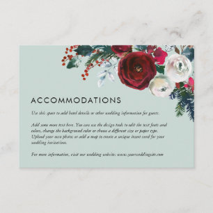 Holiday Floral Winter Wedding Details Insert Card