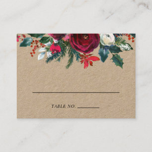 Holiday Floral Winter Wedding Escort Cards