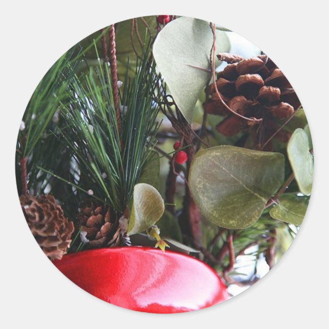 Holiday Flower Arrangement Classic Round Sticker (Front)