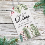 Holiday Foliage Christmas Personalized Gift Tags<br><div class="desc">Celebrate this holiday with a holiday foliage with leaves and berries gift tag. Modern and script typography is used. Customize the tag with a personal message and business name. Great for company gift giving or use the tag for wine labels.</div>
