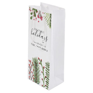 Holiday Foliage Personalized Wine Gift Bag