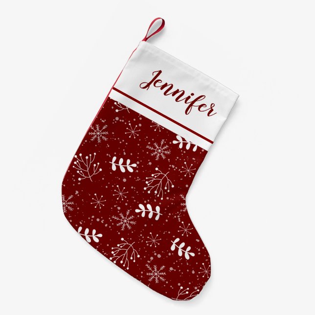 Holiday Foliage Trendy Designer Pattern Small Christmas Stocking (Front (Hanging))
