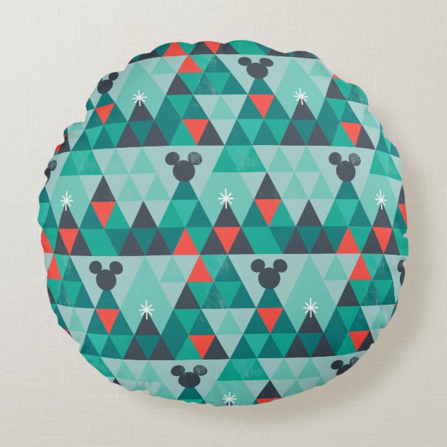 Holiday For All | Retro Christmas Pattern Round Pillow (Front)
