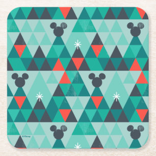 Holiday For All Retro Christmas Pattern Square Paper Coaster