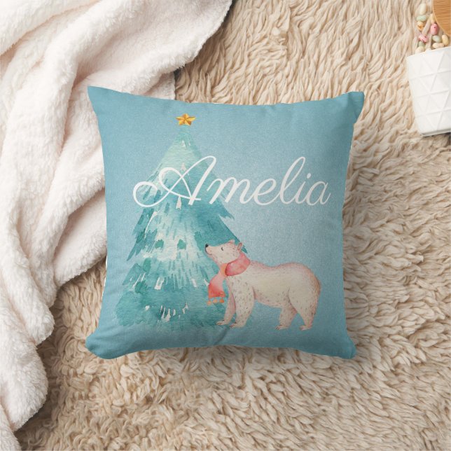 Holiday Forest Scene Personalized Throw Pillow (Blanket)