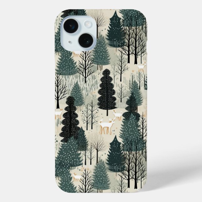 Holiday Forest with Deer Phone Case (Back)