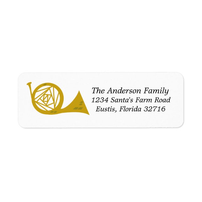 Holiday French Horn Return Address Labels (Front)