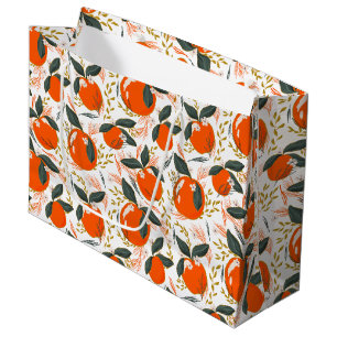 Holiday fruit and flowers pattern large gift bag
