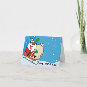 Holiday Fun Black Santa Claus Riding Sled Card