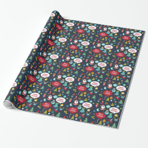 Holiday Fun Christmas Wrapping Paper in Navy