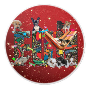 Holiday Fun (cute dogs) Ceramic Knob