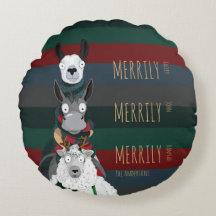 Holiday Funny "Merrily" Sheep Donkey Llama Striped