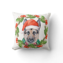 Holiday German Shepherd Pillow