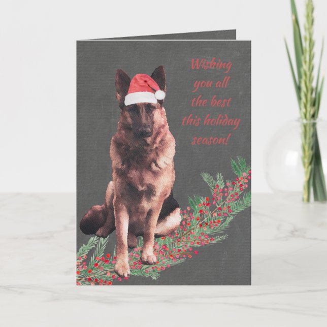 Holiday German Shepherd Watercolor (Front)