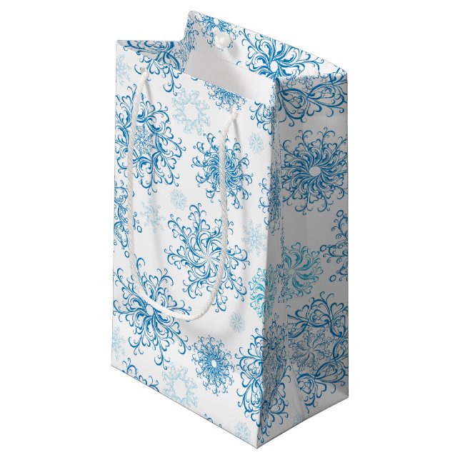 Holiday Gift Bag-Snowflakes Small Gift Bag (Front Angled)