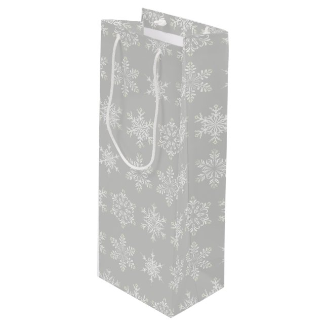 Holiday Gift Bag-Snowflakes Wine Gift Bag (Front Angled)