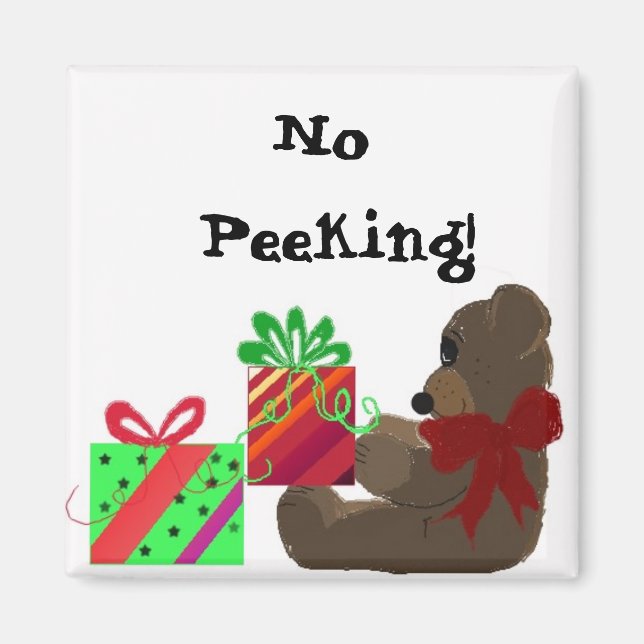 Holiday Gift Tag - No Peeking! Magnet (Front)