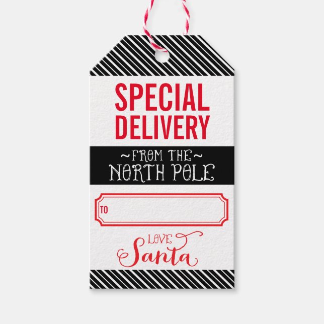 HOLIDAY GIFT TAG special delivery from santa kraft (Front)