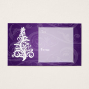 Holiday Gift Tag Swirly Christmas Tree Purple
