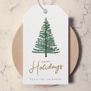 Holiday Gift Tag Watercolor Christmas Tree Tags