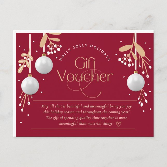 Holiday Gift Voucher  Postcard (Front)