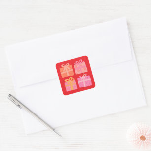 Holiday Gifts Presents Cute Hand-drawn Christmas Square Sticker