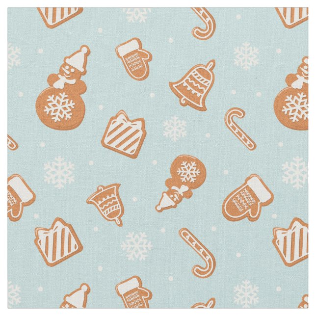 Holiday Gingerbread Cookie Pattern Fabric (Close Up)