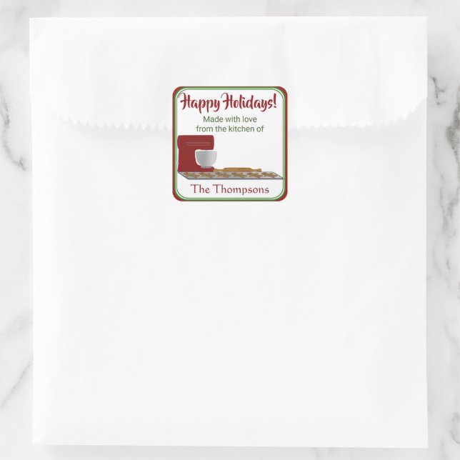 Holiday Gingerbread Kitchen Square Sticker (Bag)