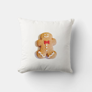 Holiday Gingerbread Man Christmas Decor Throw Pillow