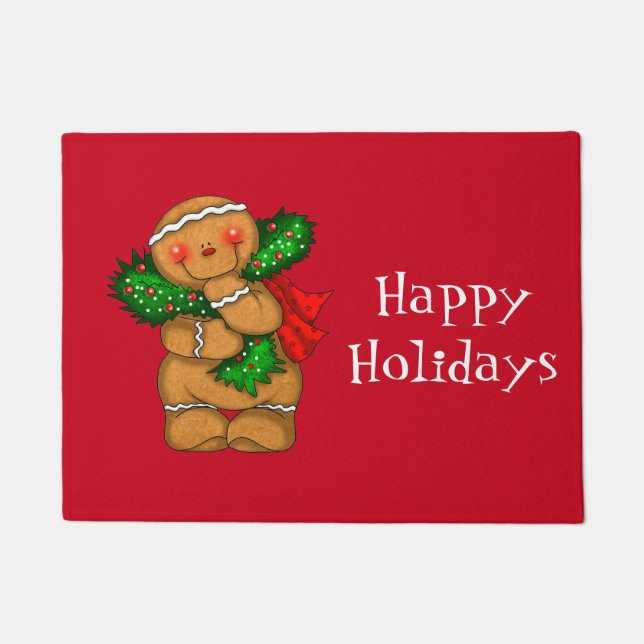 Holiday Gingerbread Man Doormat (Front)