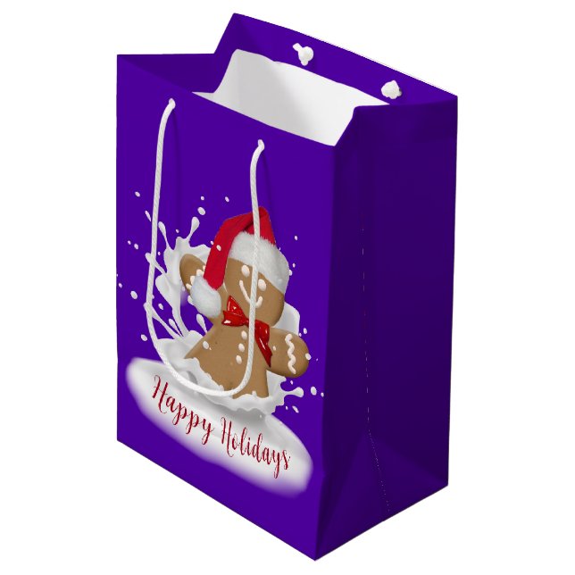 Holiday Gingerbread Man in Milk  Medium Gift Bag (Front Angled)