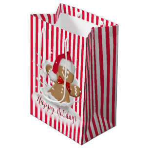 Holiday Gingerbread Man in Milk Splash Medium Gift Bag