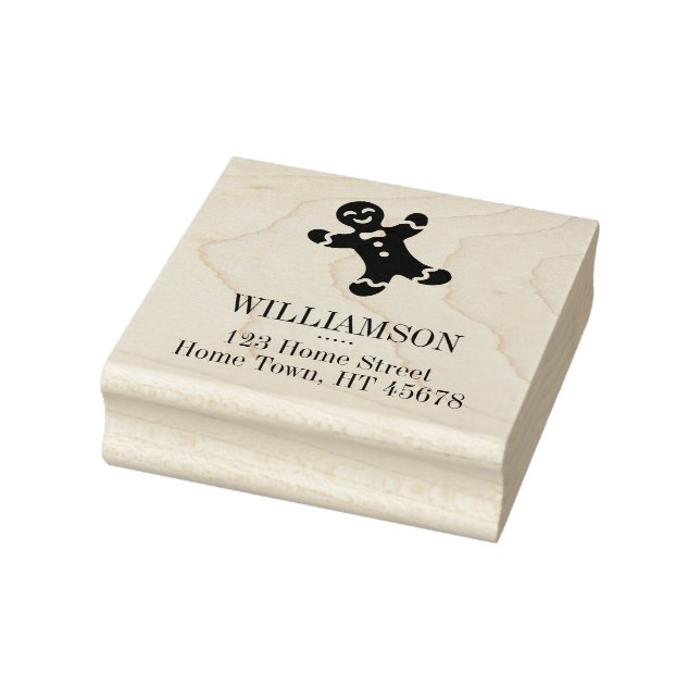 Holiday Gingerbread Man Square Return Address Rubber Stamp (Stamp)
