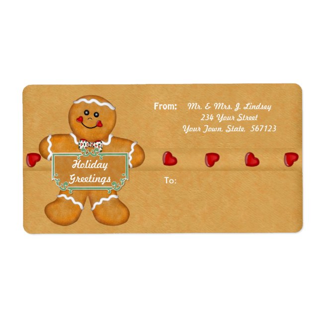 Holiday Gingerbread Shipping Label (Front)