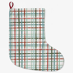 Holiday Gingham - Peaceful Large Christmas Stocking